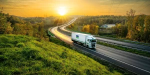 Bunzl lorry driving down motorway.